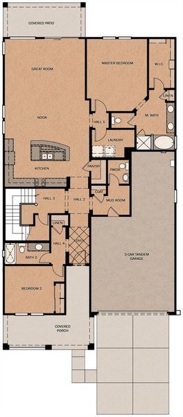 2D floor plan layout for the Rutherford w/Loft by Fulton Homes in Silverado at Escalante, Surprise, AZ (Image 3).