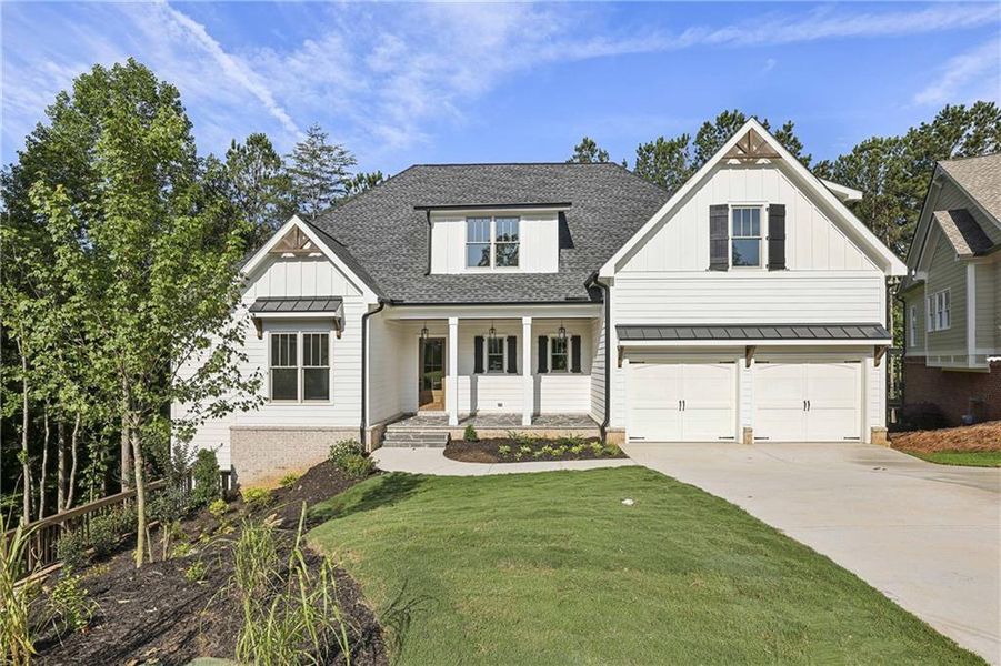 Front exterior of a new home in , Dawsonville, GA, highlighting curb appeal (Image 2).