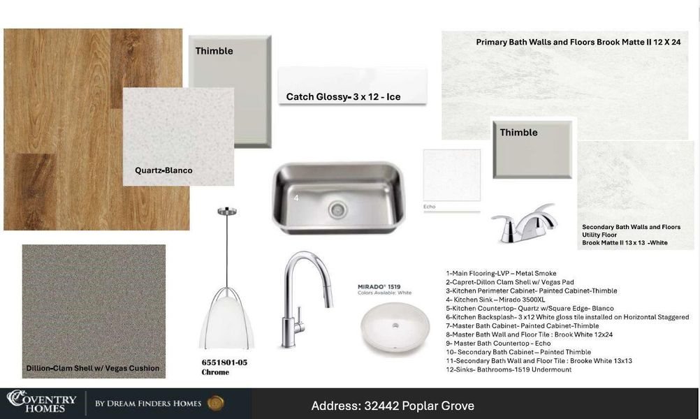 Sample of building materials used in homes in The Meadows at Imperial Oaks, Spring (Image 5). Sample of building materials used in homes in The Meadows at Imperial Oaks, Spring (Image 5).