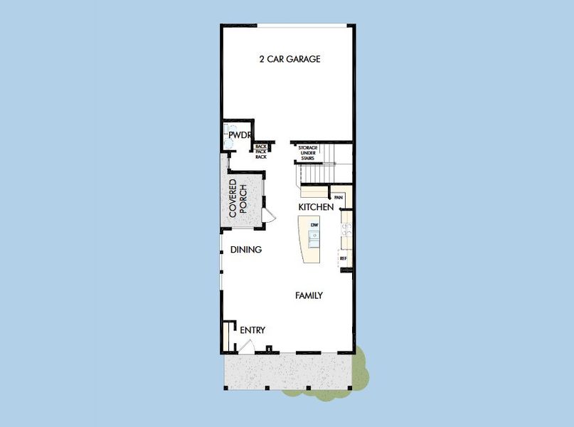 2D floor plan layout for the The Enterprise by David Weekley Homes in Jubilee - Cottages Row Collection, Hockley, TX (Image 3).