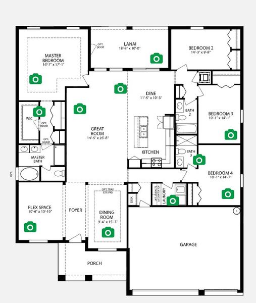 2D floor plan layout for the Sierra by Maronda Homes in Stillwater Cove, Astatula, FL (Image 4).
