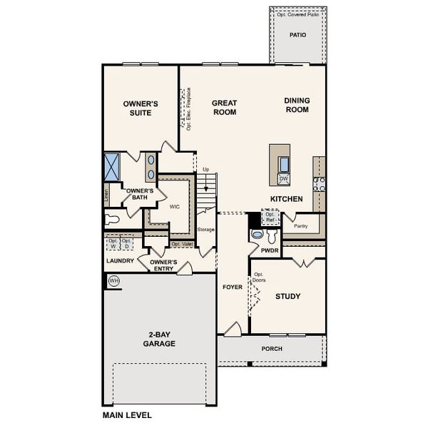 2D floor plan layout for the Sinclair by Century Communities in Highland Reserves, Pleasant View, TN (Image 1).