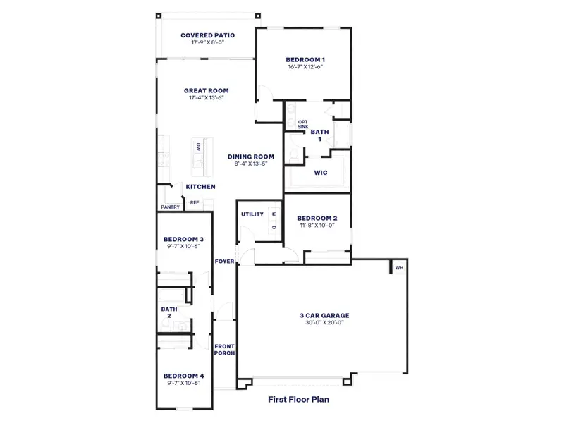 2D floor plan layout of this home in Mason Ranch, Surprise, AZ (Image 4).