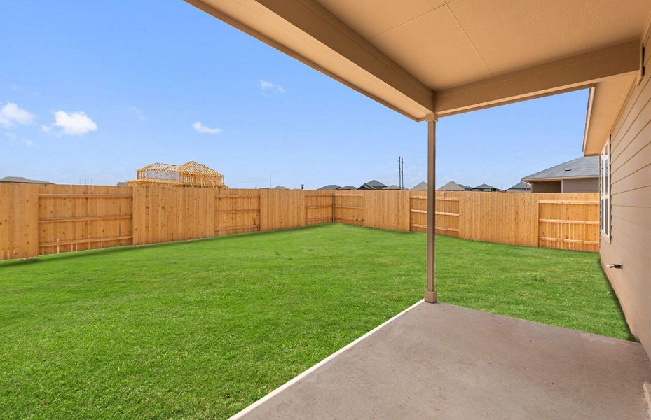 Exterior details and patio area of a home in Sunfield, Buda (Image 19).