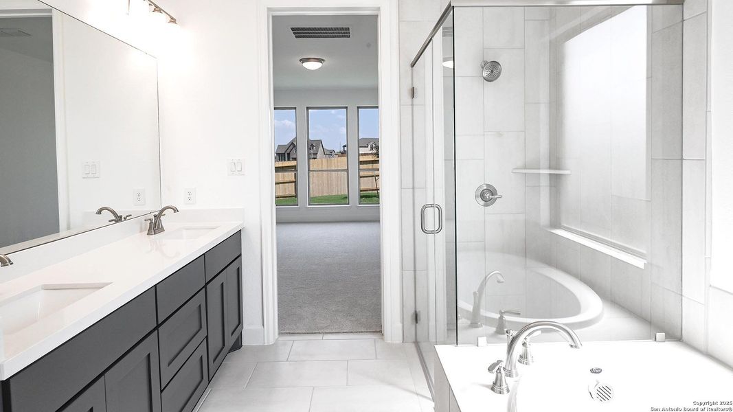 Furnished interior view inside a new home in Homestead 55', Schertz (Image 10).