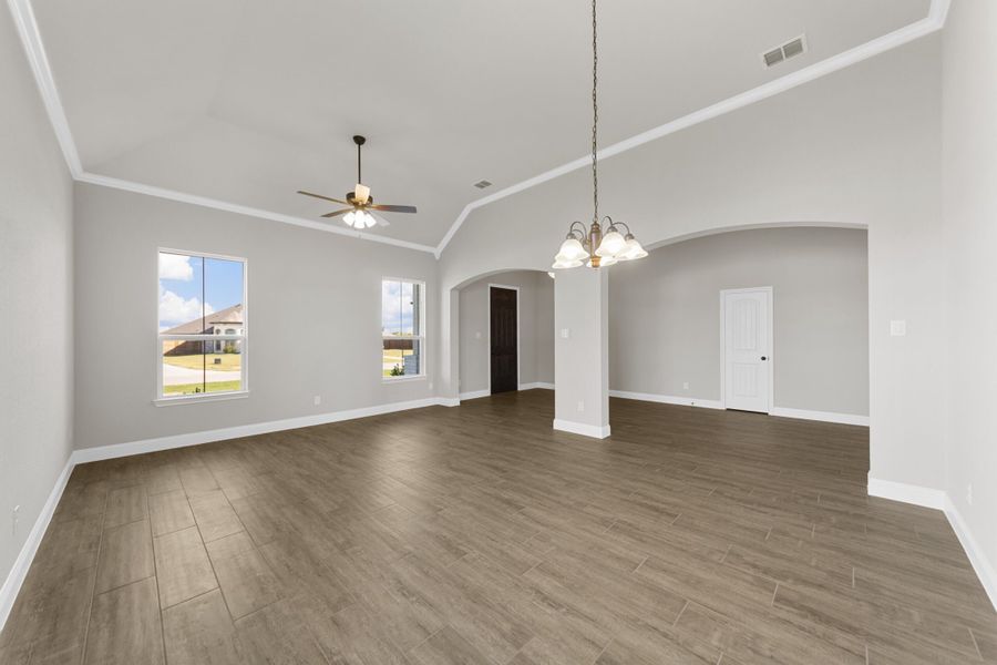 Representative unfurnished interior of a home built from the Weston II by Robbie Hale Homes in High Meadows Estates, Nevada (Image 23). Representative unfurnished interior of a home built from the Weston II by Robbie Hale Homes in High Meadows Estates, Nevada (Image 23).