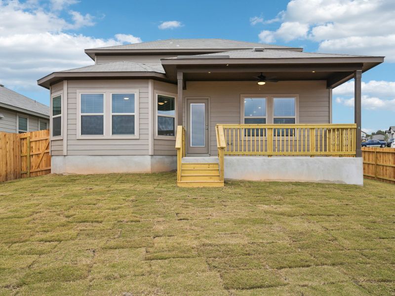 Exterior details and patio area of a home in Lark Canyon, New Braunfels (Image 21).
