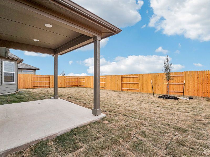 Exterior details and patio area of a home in Prairie Winds - Boulevard Collection, Hutto (Image 3).