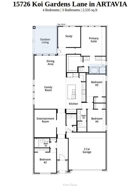 2D floor plan layout of this home in ARTAVIA: 60ft. lots, Conroe, TX (Image 3). 2D floor plan layout of this home in ARTAVIA: 60ft. lots, Conroe, TX (Image 3).