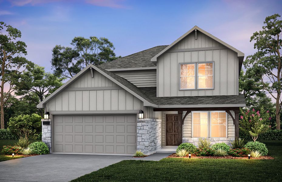 The Mesilla, a two-story home with 2-car garage, shown with Home Exterior HC201