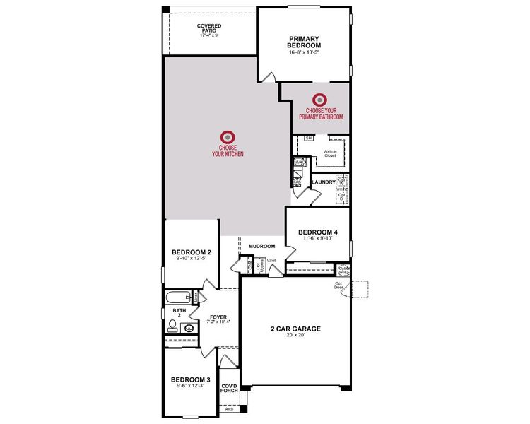 2D floor plan layout for the Shiloh by Beazer Homes in Marbella at Windrose, Waddell, AZ (Image 3).