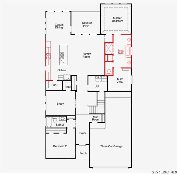 2D floor plan layout of this home in The Parklands, Schertz, TX (Image 3).