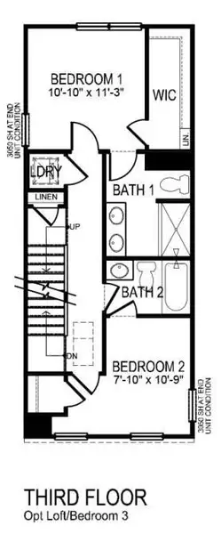 2D floor plan layout of this home in Kingman Townhomes, Charlotte, NC (Image 3).