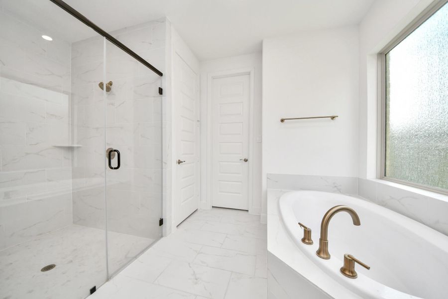 Spa-like primary bath with walk-in shower.