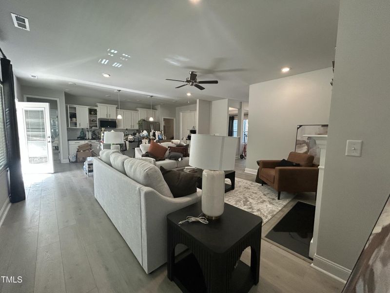 furnished living room and kitchen