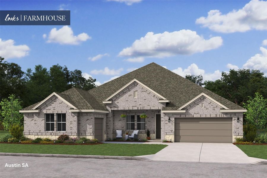 Stunning Austin home design by K. Hovnanian Homes with elevation SA in beautiful Grand Oaks. (*Artist rendering used for illustration purposes only.)