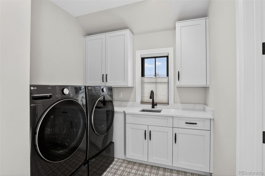 Laundry Room with Utility Sink on Upper Floor