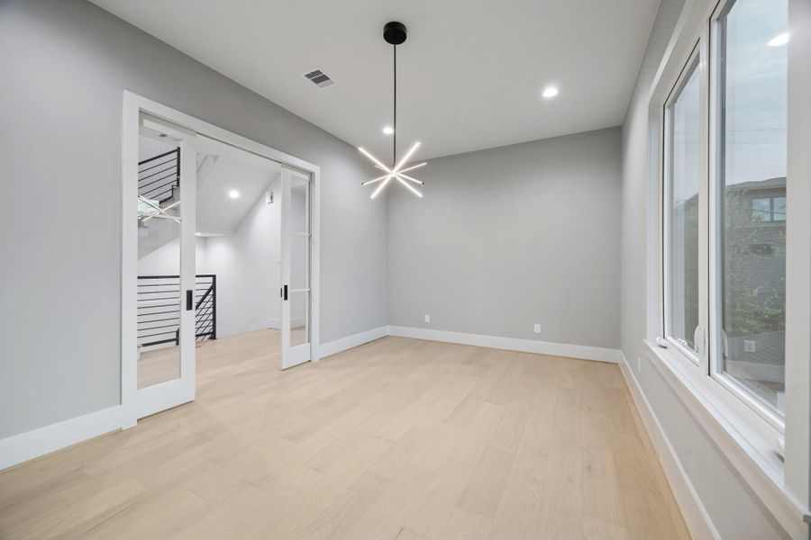 Another view of the Second Floor Study which also features a set of Pocket Doors.