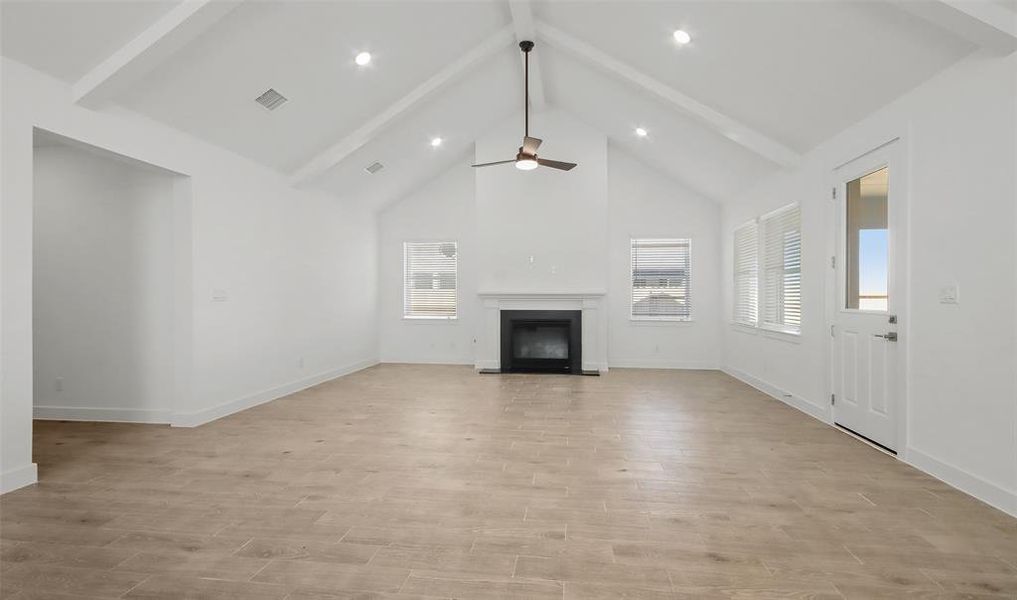 Cozy fireplace in great room