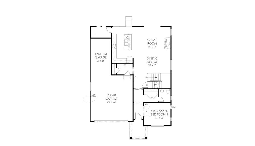 2D floor plan layout for the Conifer - Single Family Homes by Dream Finders Homes in Muegge Farms, Bennett, CO (Image 5). 2D floor plan layout for the Conifer - Single Family Homes by Dream Finders Homes in Muegge Farms, Bennett, CO (Image 5).