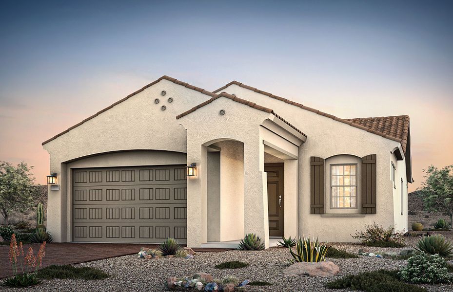 Representative exterior photo of a completed home built from the Hewitt II by Pulte Homes in Regent Hills - Meadow Series, Buckeye, AZ (Image 17).
