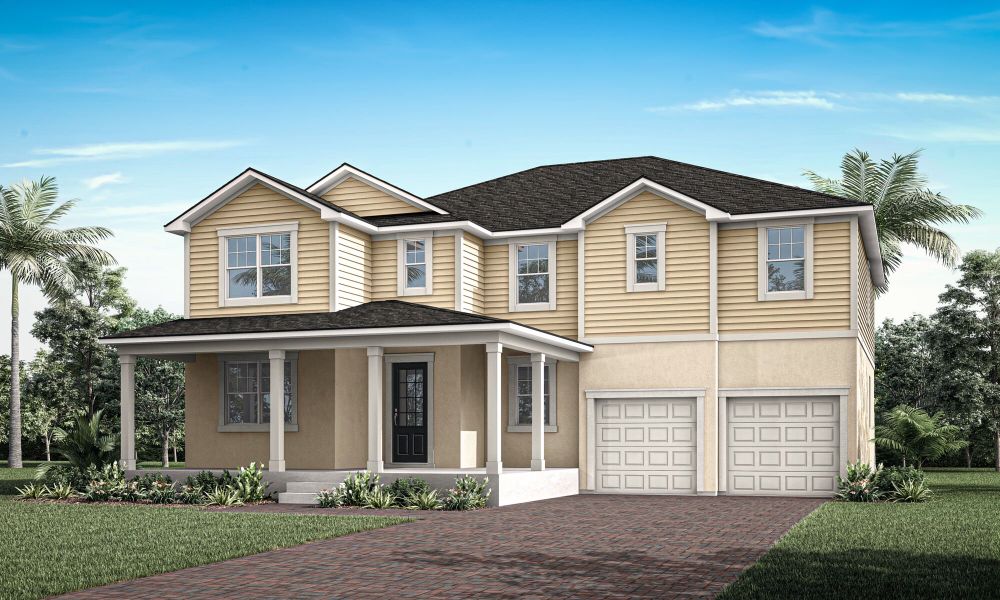 Representative exterior photo of a completed home built from the Great Basin by Mattamy Homes in Rainwood, Clermont, FL (Image 2). Representative exterior photo of a completed home built from the Great Basin by Mattamy Homes in Rainwood, Clermont, FL (Image 2).