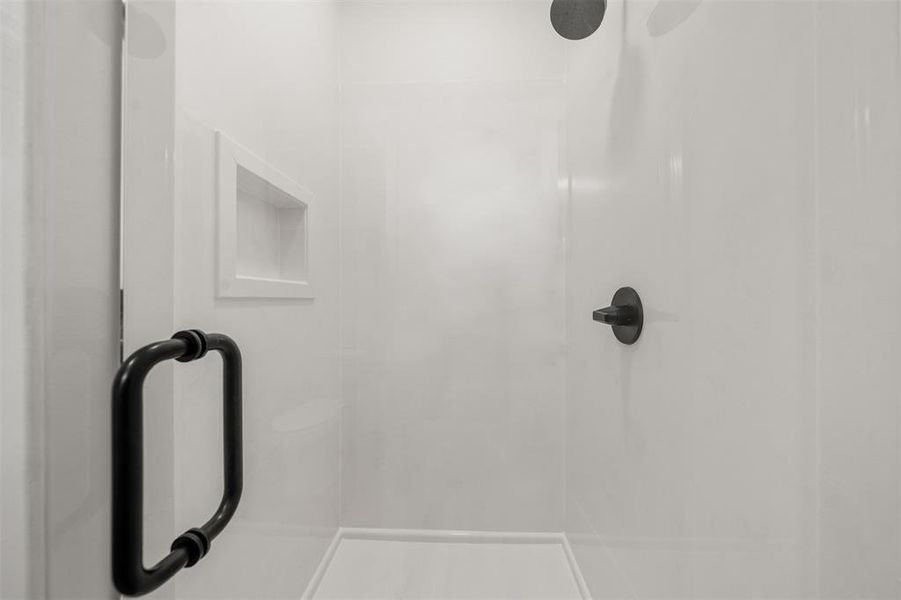 Bathroom view of a shower stall