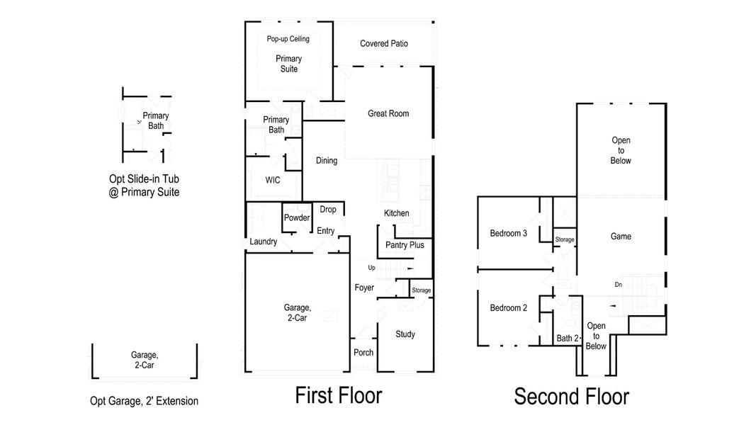 2D floor plan layout of this home in Turners Crossing, Buda, TX (Image 3).