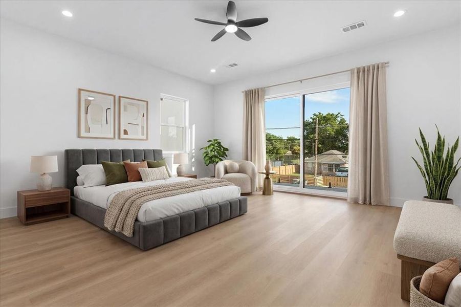 Upstairs bedroom with balcony
