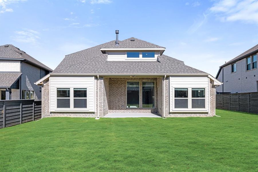 Exterior details and patio area of a home in Union Park Classic 60, Little Elm (Image 3). Exterior details and patio area of a home in Union Park Classic 60, Little Elm (Image 3).