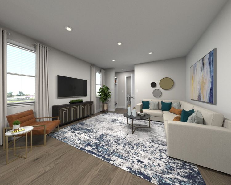 Spend family movie nights in the spacious great room. Spend family movie nights in the spacious great room.