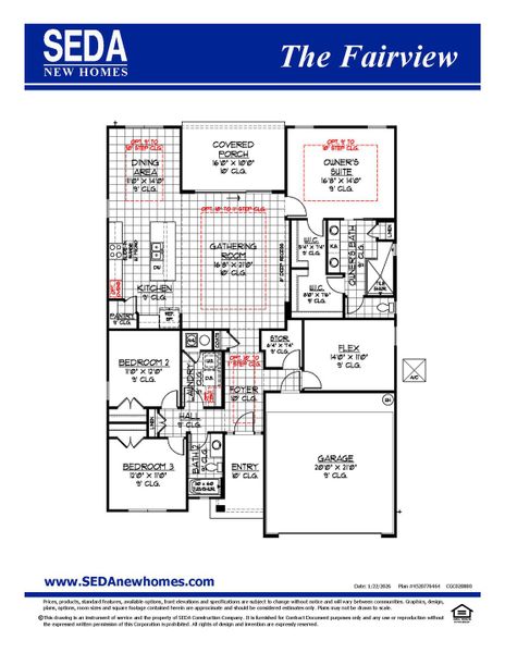 2D floor plan layout for the Fairview by SEDA New Homes in Sandy Ridge, Yulee, FL (Image 3). 2D floor plan layout for the Fairview by SEDA New Homes in Sandy Ridge, Yulee, FL (Image 3).