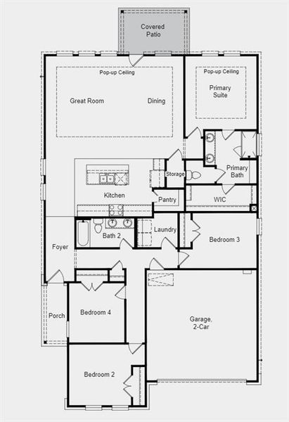 Structural options added include: covered outdoor living and 12'' pop up ceiling in gathering room, dining, primary suite.