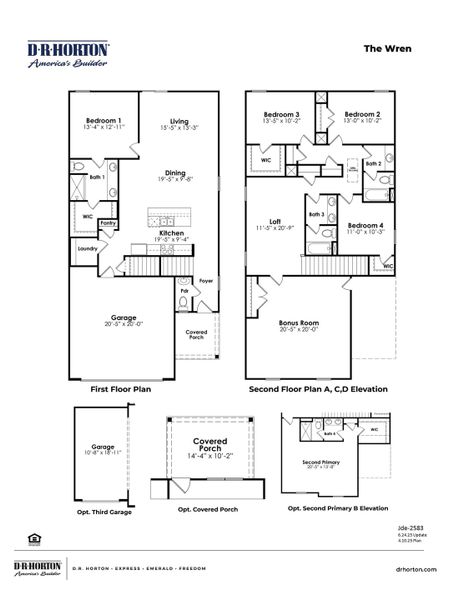 2D floor plan layout of this home in Heritage Crossing, Conway, SC (Image 2).