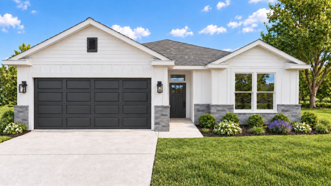 Representative exterior photo of a completed home built from the Medina by Flintrock Builder in College Park, Troy, TX (Image 4). Representative exterior photo of a completed home built from the Medina by Flintrock Builder in College Park, Troy, TX (Image 4).