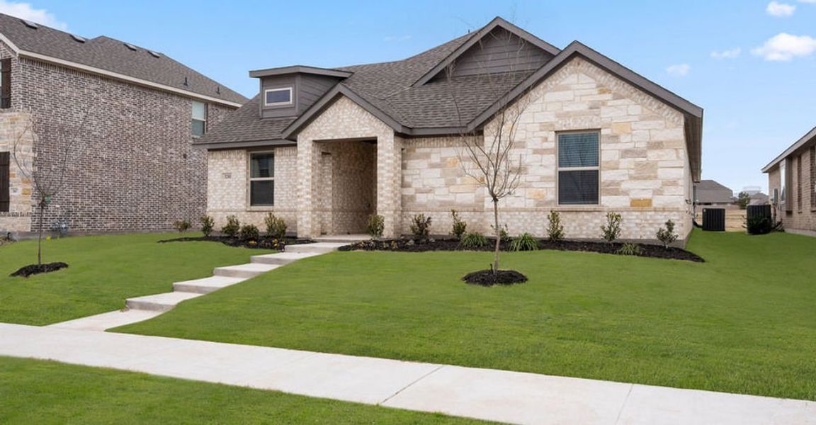 Representative exterior photo of a completed home built from the Salinas by Impression Homes in Redden Farms, Midlothian, TX (Image 2). Representative exterior photo of a completed home built from the Salinas by Impression Homes in Redden Farms, Midlothian, TX (Image 2).