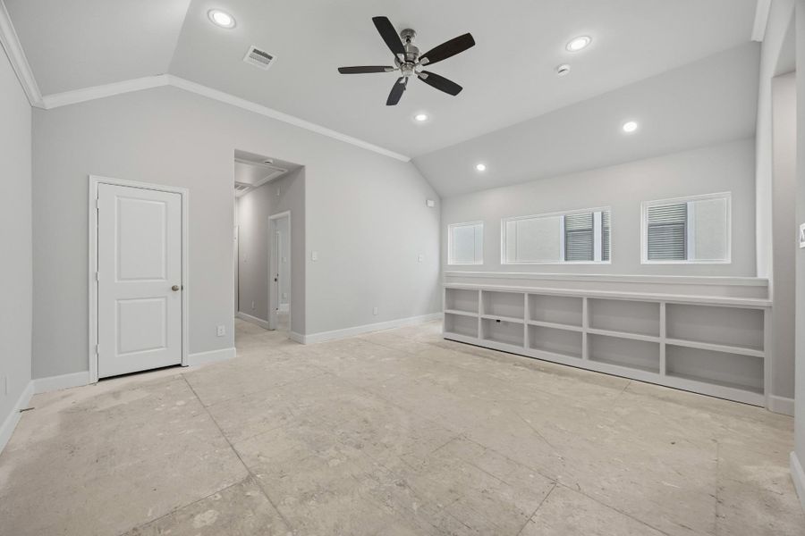 Perched at the top of the stairs, this upstairs lounge is a choose-your-own-adventure space—cozy TV den, home office, or creative corner. The vibe? Totally relaxed. Perched at the top of the stairs, this upstairs lounge is a choose-your-own-adventure space—cozy TV den, home office, or creative corner. The vibe? Totally relaxed.