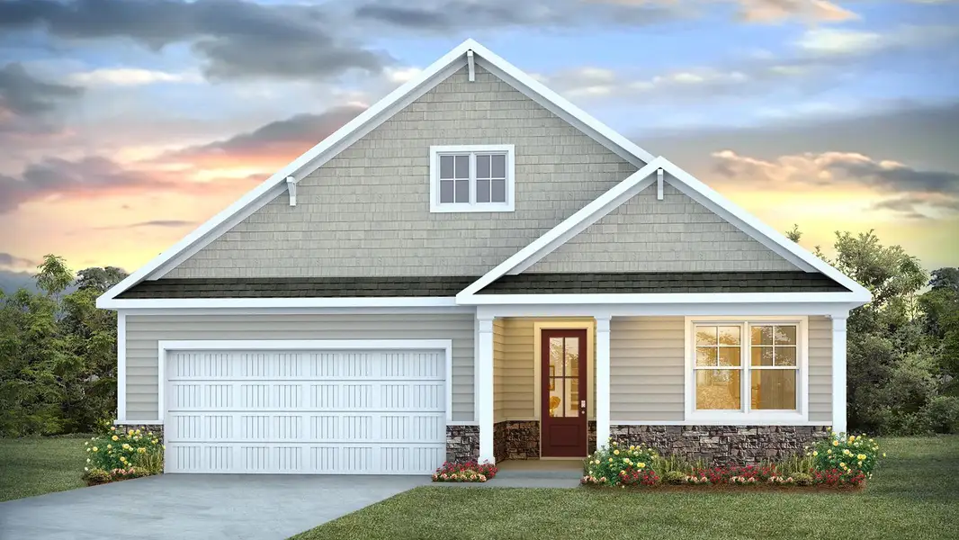 Front exterior of a new home in Brunswick Plantation, Ash, NC, highlighting curb appeal (Image 1). Front exterior of a new home in Brunswick Plantation, Ash, NC, highlighting curb appeal (Image 1).