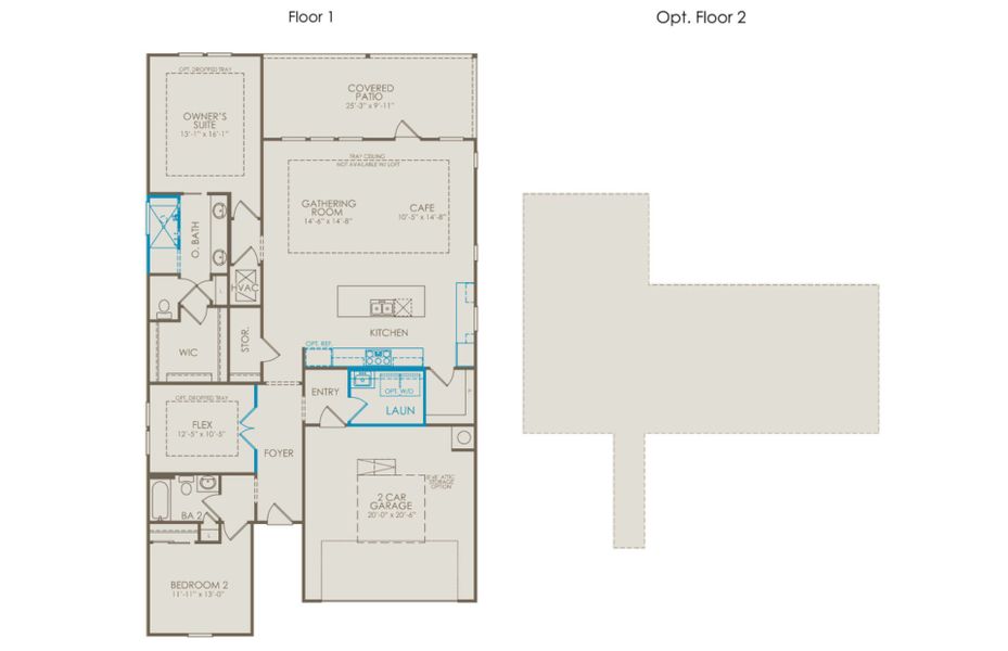 2D floor plan layout of this home in Del Webb Southern Harmony, Murfreesboro, TN (Image 5).
