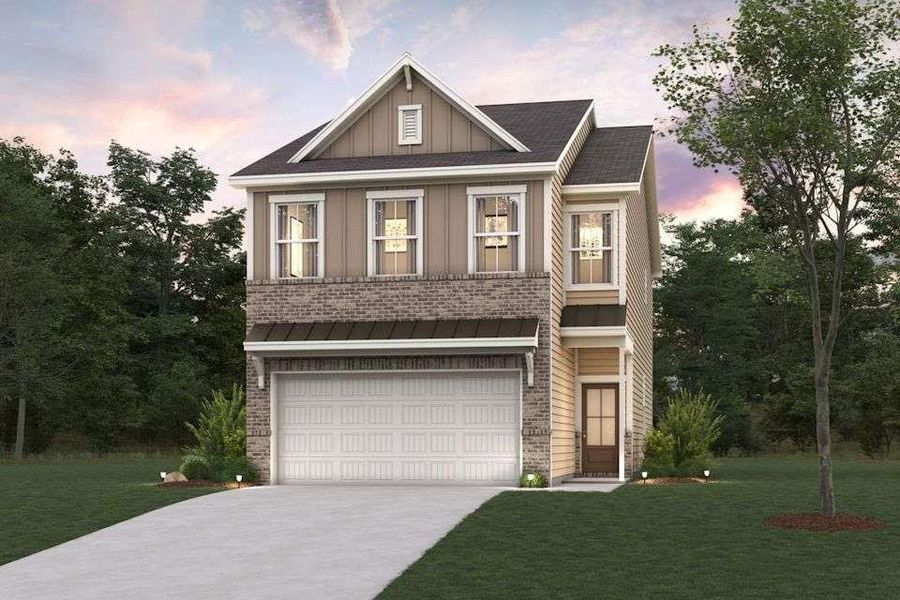 Front exterior of a new home in Azalea Square Townhomes, Lawrenceville, GA, highlighting curb appeal (Image 2).