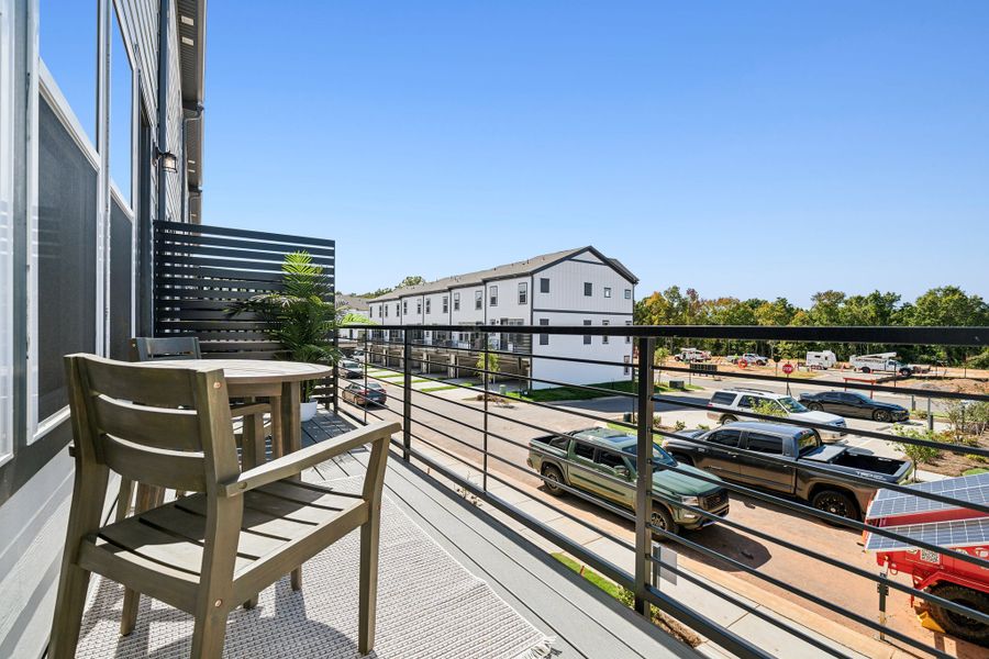 Exterior details and patio area of a home in Senata at Research Park, Charlotte (Image 2). Exterior details and patio area of a home in Senata at Research Park, Charlotte (Image 2).
