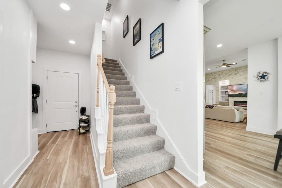 From back hallway you can access the finished room above the garage and the 4th full bathroom. From back hallway you can access the finished room above the garage and the 4th full bathroom.