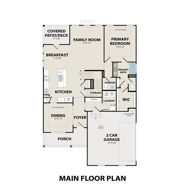 2D floor plan layout for the The Ash A by Davidson Homes LLC in Benders Cove, Mount Juliet, TN (Image 2). 2D floor plan layout for the The Ash A by Davidson Homes LLC in Benders Cove, Mount Juliet, TN (Image 2).