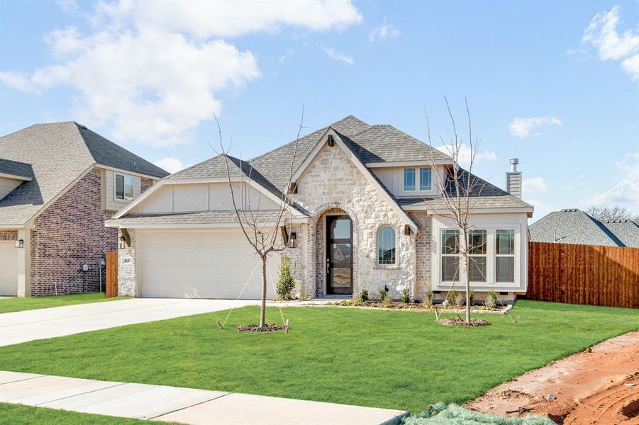 Front exterior of a new home in El Dorado, Granbury, TX, highlighting curb appeal (Image 24).