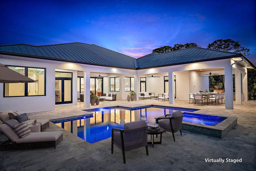 Large Open Air & Covered Marble Patio
