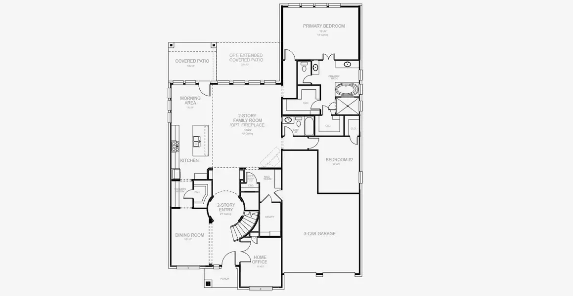 2D floor plan layout for the 3593W by Perry Homes in Katy Court 65', Katy, TX (Image 5).
