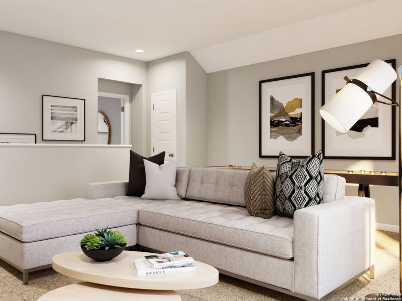 Furnished interior view inside a new home in Cinco Lakes, San Antonio (Image 16). Furnished interior view inside a new home in Cinco Lakes, San Antonio (Image 16).