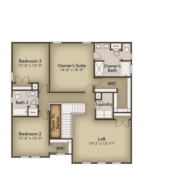 2D floor plan layout of this home in Neill's Pointe, Angier, NC (Image 6).