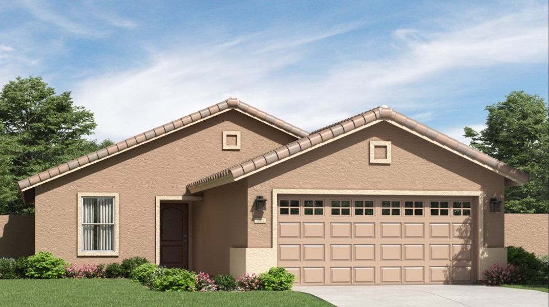 Front exterior of a home in the Asante: Discovery 2.1 & 2.13 community, located in Surprise, AZ (Image 6).