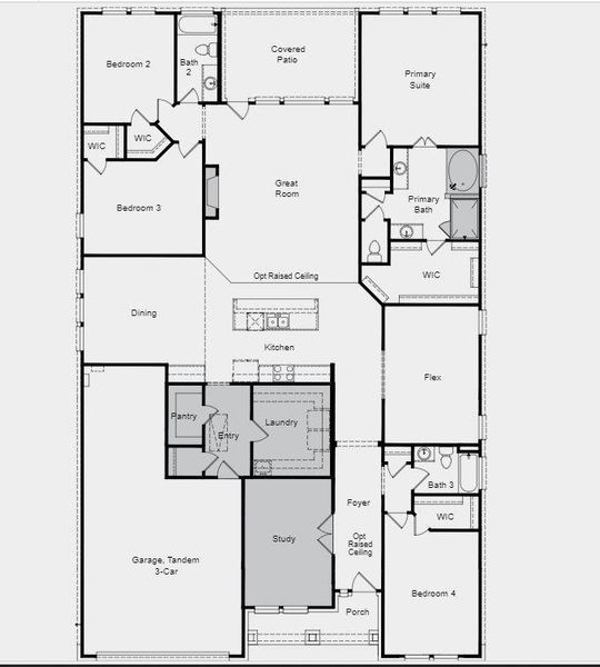 Structural options added: Study in place of dining room, drop in tub at owner's bath, raised celings at foyer and gathering room, and fireplace.